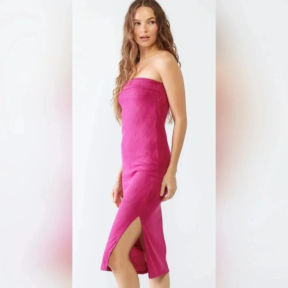 Strapless Side Slit Midi Dress #367-369 - Picture 2 of 8